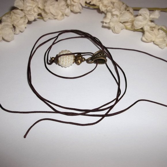 Necklace, Pendant, Medallion Cord Necklace, Pearl Necklace, Boho Necklace 7935 - Picture 5 of 10